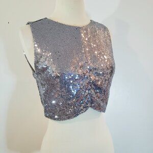 Forever 21 Silver Gray Sequin Crop Top